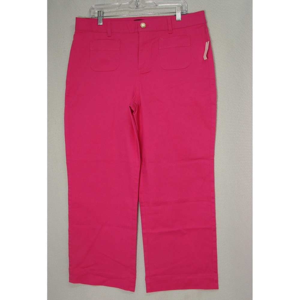 New TALBOTS Classic Wide Leg Trouser Jeans Sz 16 Petite High Rise Pink Denim